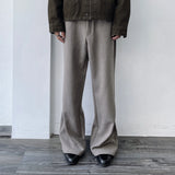Hem-Pleated Flared Wide Trousers