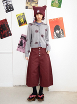 Buttonless solid color washed-out wide-leg curved knife casual pants