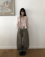 Habeun バックコルセットバルーンワイドパンツ