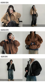 Uts snap neck* suede jacket
