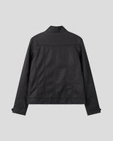 Kale Panel High-Neck Leather Jacket