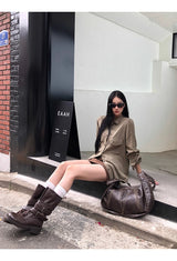 ブラウンスエードミニパンツスカート