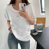 [BELLIDE MADE] Roll-up U-neck short-sleeved T-shirt