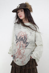  Roman Rib Heavy Industry Distressed Washed Long Sleeve T-shirt