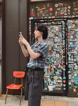 アンプルダメージチェックハーフシャツ
