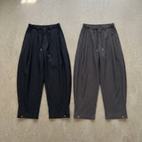 Curved Striped Balloon Trousers(Elastic Waist)