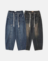 Reverse curved cut denim