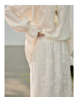 Lace embroidered slit straight skirt