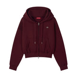 Logo Crop Hoodie Zip Up (26FOU-HDZP04)