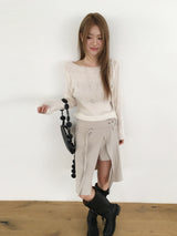 Stitch boat neck knit