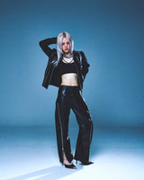 DENIM LINE ZIPPER JACKET (BLACK)