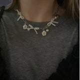 White rose necklace