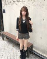 チェックシャツレイヤードTシャツ