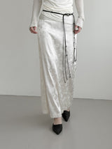 Rose Jacquard Satin Long Skirt