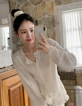 Frill See-through Wrap Skirt + Scrunchie Set (2color)
