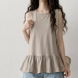 hem frill sleeveless flare layered inner top (4 colors)