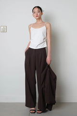 Twill Fintuck Slacks_Brown