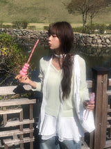 トリン リネン Vネック ラグラン ルーズニット