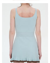 rirri Original Design Summer Stretch Knit Contrast Letter Jacquard Ballet-style Dress