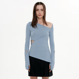 CUTOUT ZIPPER TOP(SKY BLUE)
