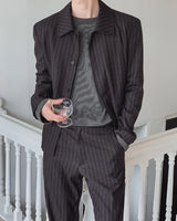 Bonnen Stripe Hidden Button Blazer