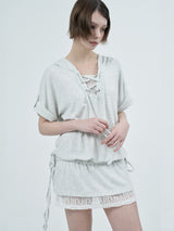 eyelet lace hood op / melange