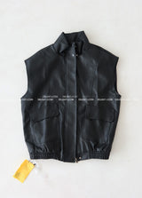 leather oversized fit vest jacket
