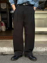 Volume curved cotton pants