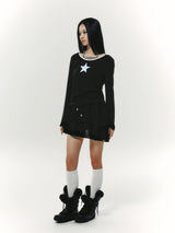 STRING TIED L/S BLACK