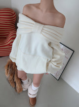 Ribbon off-shoulder oversized fit sweatshirt