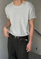 [S/S] Shoulder button half knit(4color)