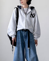 Applique クロップフードジップアップ