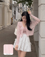 Crum see-through punching cardigan
