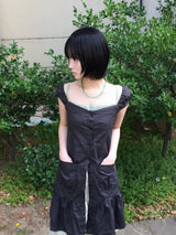 Pocket-line button layered dress