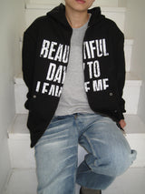 Vintage Graphic Lettering Two-Way Zip Hoodie (3c)