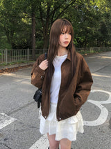 Camu Suede Slit Blouson Jacket