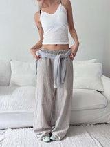 Natural sand stripe linen pants(2color)