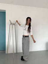 ボートネックミッドスリーブTシャツ (4C)