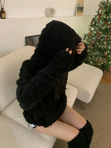 [UNISEX]スノーケーブルフリースロングスリーブフーディー