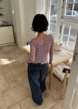 PLUMP CHECK SHIRRING TEE