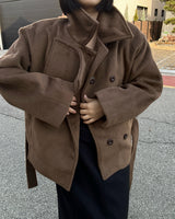 [안감누빔] Caramel double short coat