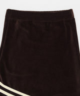 Color Strap Velour Frill Skirt _ BROWN