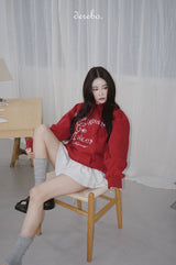 ルーズビーディドレタリング長袖フーディドTシャツ