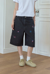 26SS★ Mushroom Stitch Bermuda Denim Pants