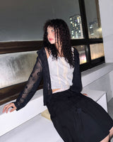 (2color) Lace Drawstring Sleeveless Blouse