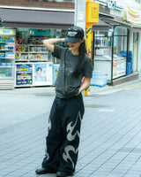 バイカラーハートワイドパンツ ネイビー