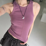 [5 colors] ステッチラウンドマンゴースリーブレストップス