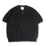 ケーブルヘンリーネックハーフニット　チャコール