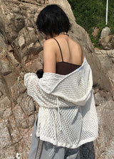 PUNCHING KNIT HOOD ZIP-UP