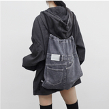 ラインデニムストリングバックパック